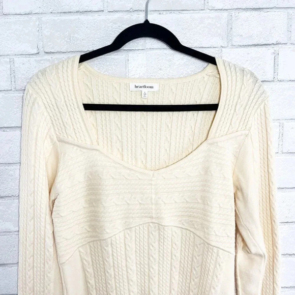 Heartloom - Revolve Cream Cable Knit Sweater Women's Size Large - Picture 3 of 8